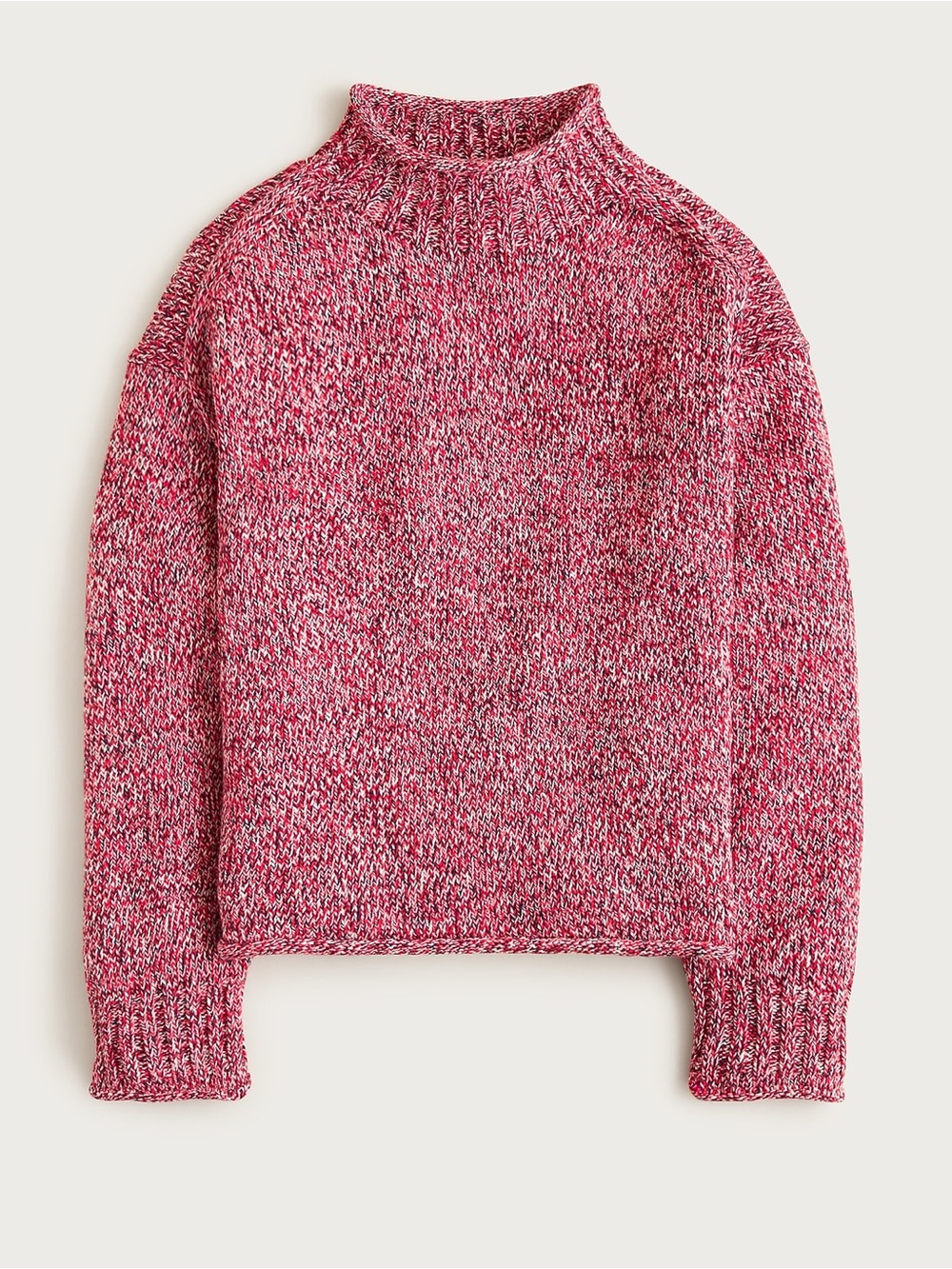 J. Crew Marled 2025 Rollneck in Red Navy Ivory Marl Sweater - Picture 6 of 7